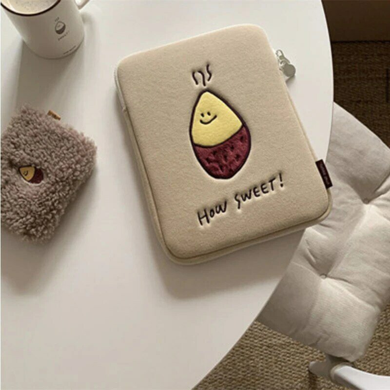 Cute Sweet Potato Embroidered Laptop Bag for Macbook Air Notebook Case 11/13/15Inch Storage Bag Protection Set for Ipad Case
