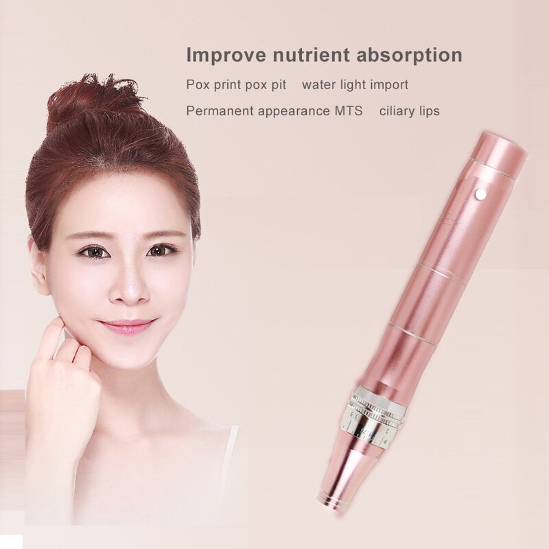 Micro Tiny Needles Stimulate Skin Tightening Remove Scar Reduce Skin Wrinkles Scar Stretch Marks Removal Pink Device Derma Pen