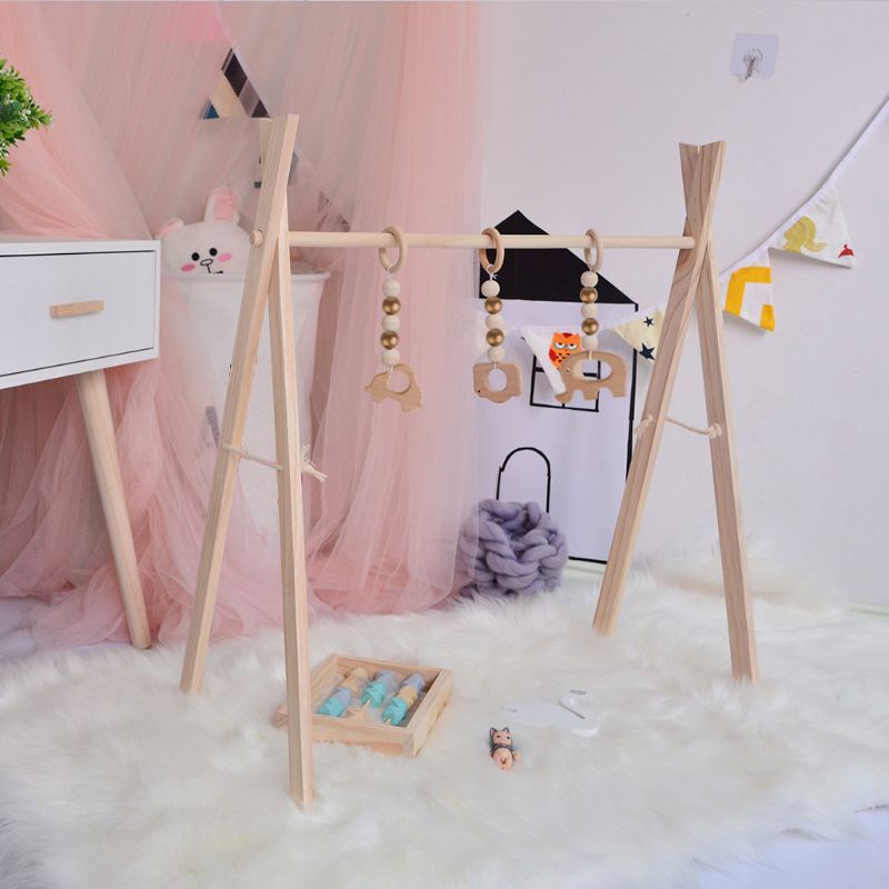 Baby Wooden Play Gym Baby Foldable Activity Gym Frame Detachable Living Infants Bedroom Decor Early Educational Toys Photography
