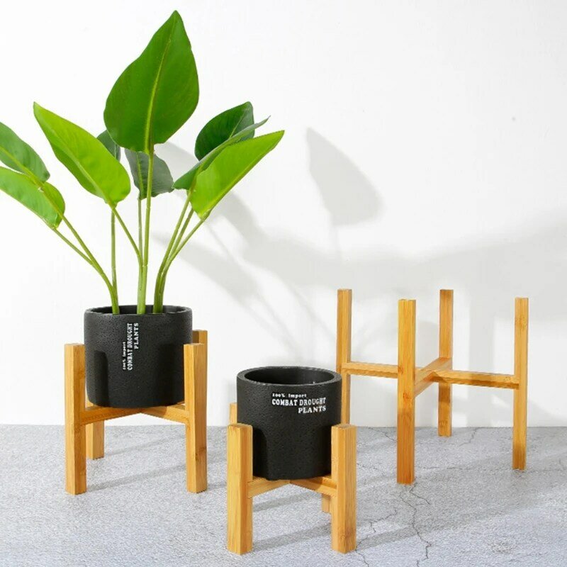 木製の植木鉢ホルダー,耐久性のある植木鉢,家の装飾,床,4つの木製スタンド