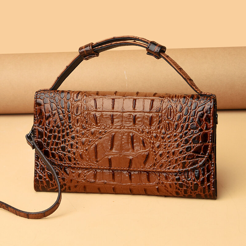Wzór krokodyla torebka damska z prawdziwej skóry modne torebki designerskie mała torba kwadratowa tanie torby casualowe torby tote