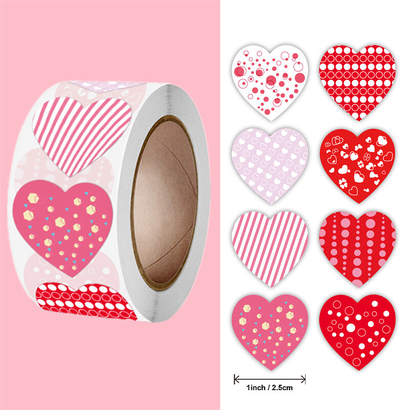 50-500Pcs 1Inch Friend-Lover Heart Sticker Thank You Party Card Box Package Wrapping Label Gift Sealing Sticker Decor Stationery