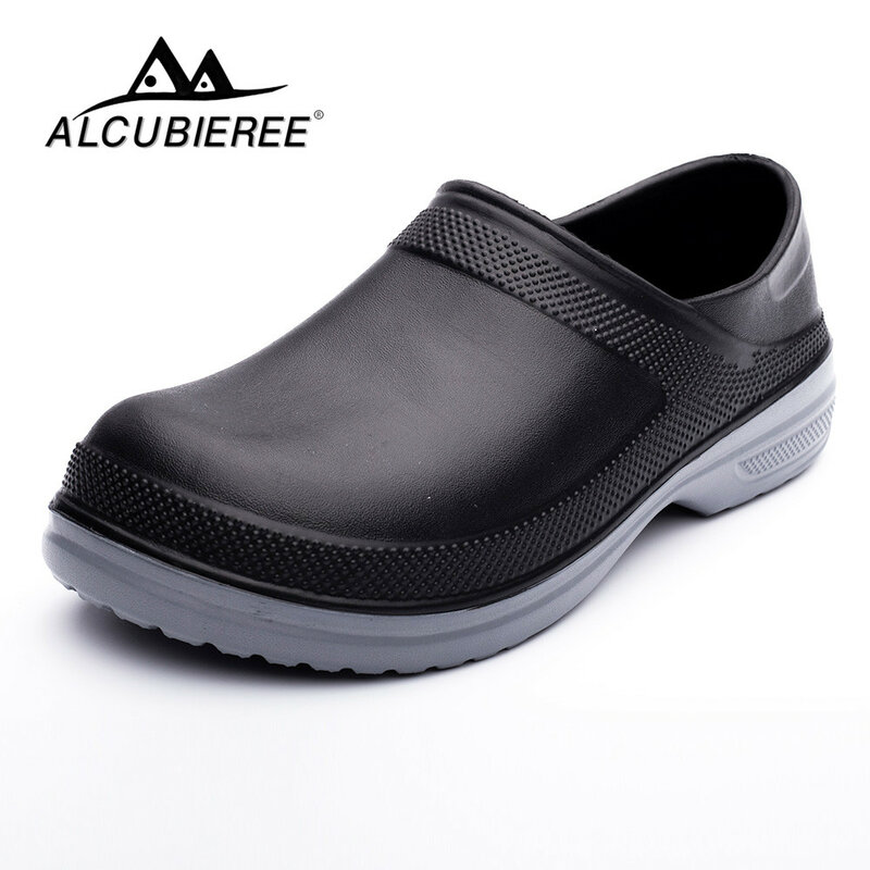ALCUBIEREE High Quality EVA Chef Shoes Non-slip Waterproof Oil-Proof Kitchen Cook Flat Working Shoes Hotel Restaurant Clogs Men