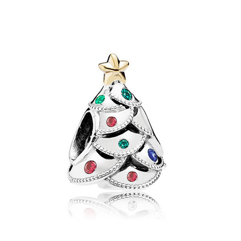 Vendita calda 925 confezione regalo albero di natale calzini natalizi perline con ciondoli misura gioielli Pandora originali con ciondolo braccialetto