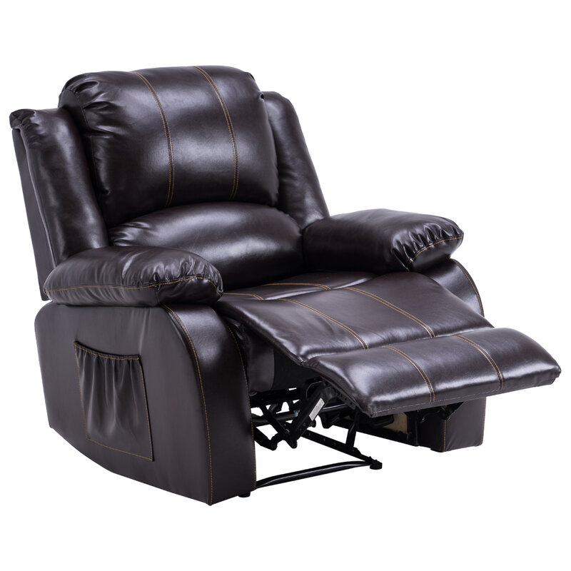Chaise de Massage inclinable, fonction de levage électrique, double moteur, marron foncé, tissu confortable et Durable, PU, réglage facile, [Stock US]