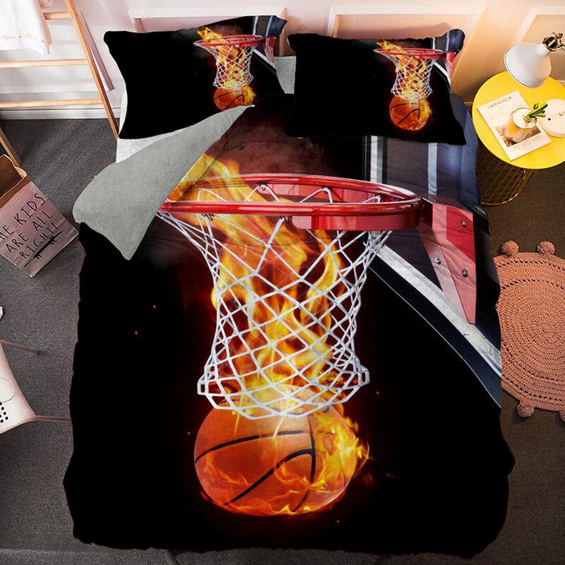 Комплект постельного белья для мальчиков, с 3D баскетбольным принтом