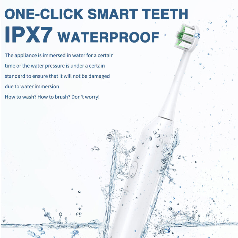 Boyakang Ultrasone Elektrische Tandenborstel IPX7 Waterdichte 3 Reiniging Modes Intelligente Geheugen Dupont Borstelharen Usb Charger Volwassen