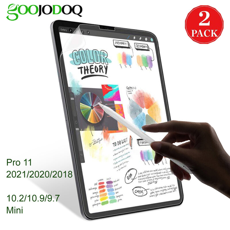 Goojodoq como escrever no papel protetor de tela para ipad pro 11 2021 ar 4 3 ipad 10.2 ipad mini 5 8 8th geração como papel
