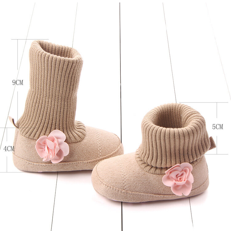 Botas de inverno para bebês recém-nascidos, sapatos vermelhos de neve para crianças pequenas, sapatos florais para meninas