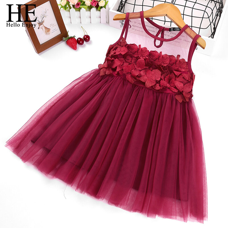 HE Hello Enjoy-vestidos de verano para niñas pequeñas, ropa sin mangas de color rosa, para bodas y eventos de princesas