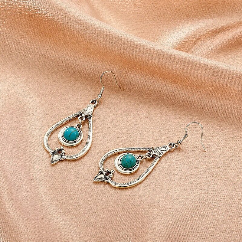 ZLALHAJA Vintage Pendant Dangle Stud Earrings Drop Blue Stone Boho Earrings For Women Piercing 2022 Trend Jewelry
