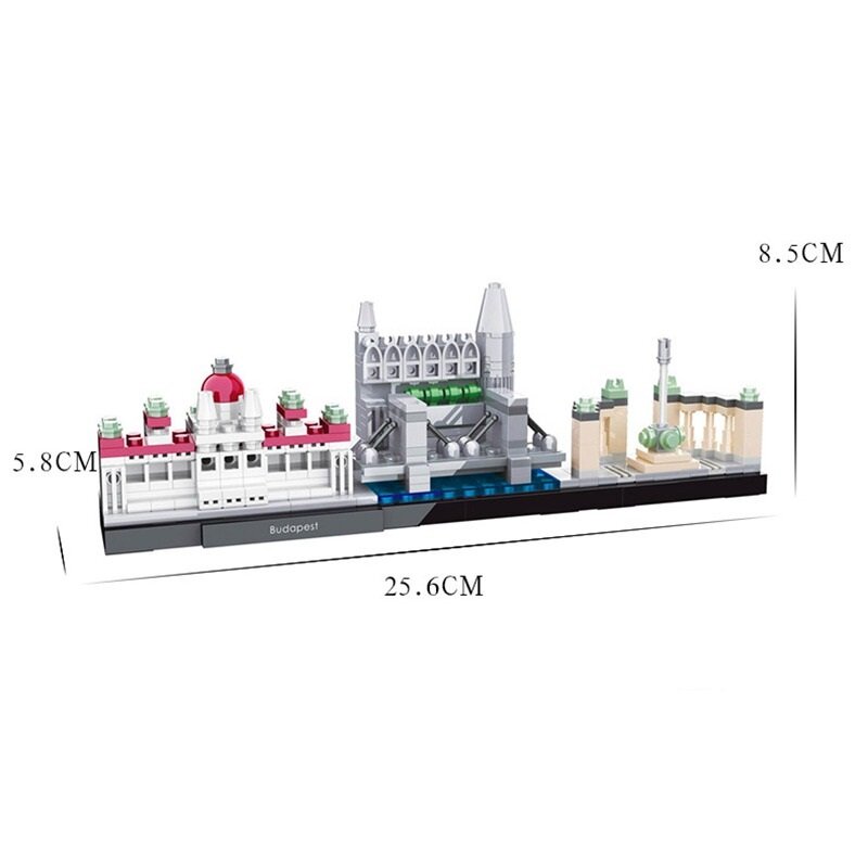 Teknis Mini Brick Budapest Skyline Bangunan Blok Mainan untuk Anak-anak Gambar Blok Hadiah Natal Teman Laki-laki Pendidikan Anak-anak