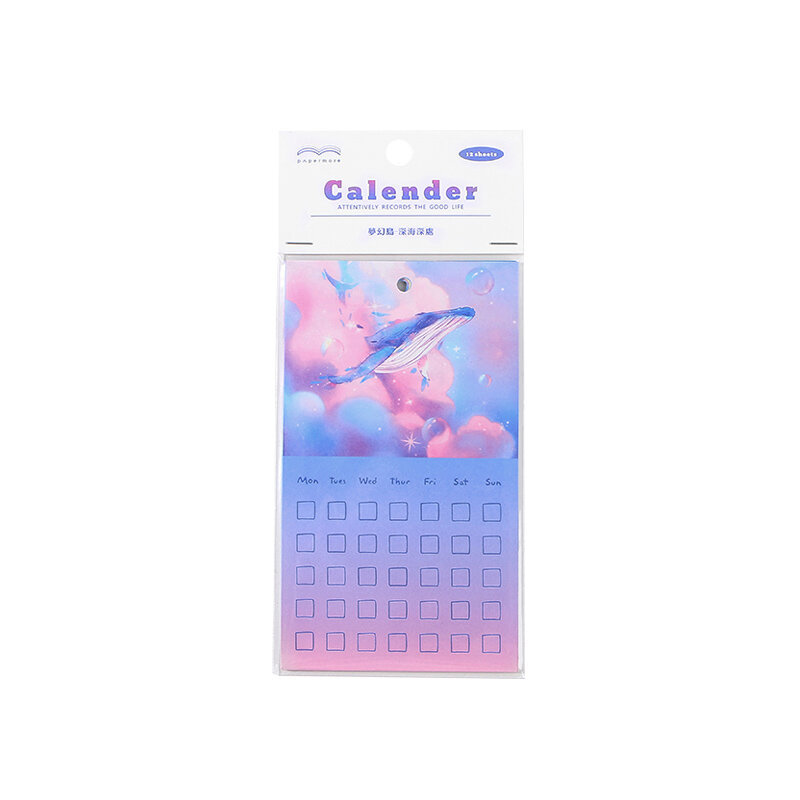 Mr. papel calendário de escrita manualmente, calendário criativo azul estrelado mar com calendário de ano novo, trabalho diário, organizador 4 estilos