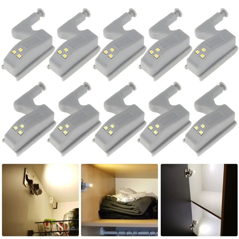 Lampe de charnière intérieure à LED 10 pièces, éclairage sous-meuble universel à capteur pour garde-robe et placard, veilleuse pour chambre à coucher et cuisine