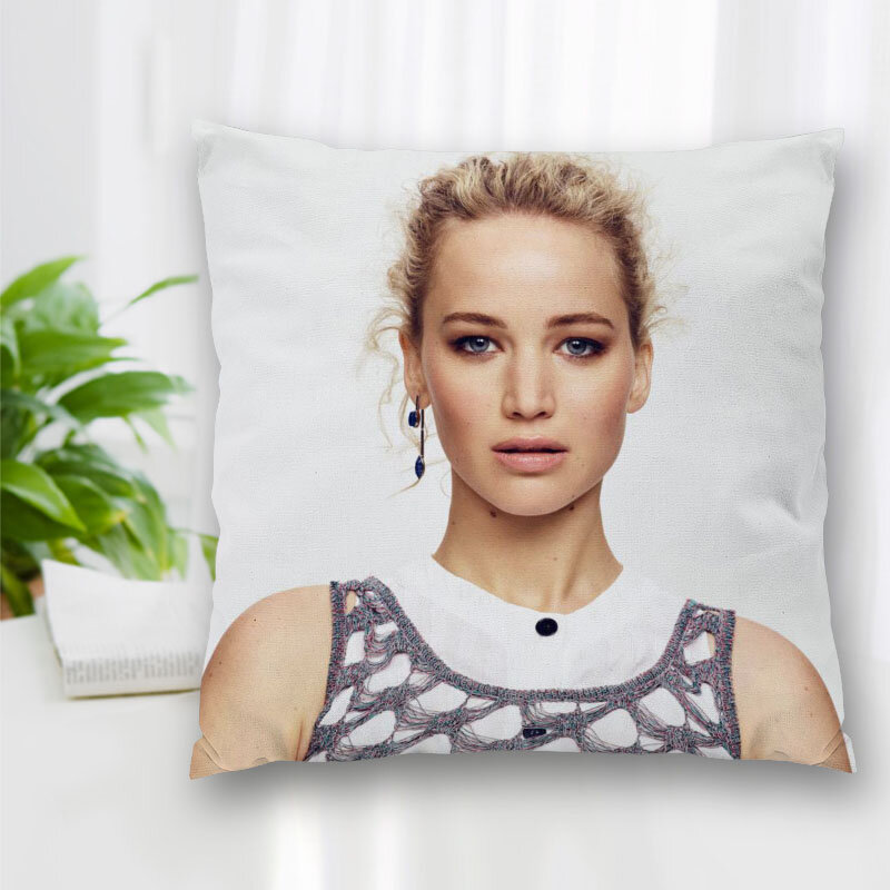 High Quality Custom Jennifer Lawrence Actor Square Pillowcase Zippered Bedroom Home Pillow Cover Case 20X20cm 35X35cm 40x40cm