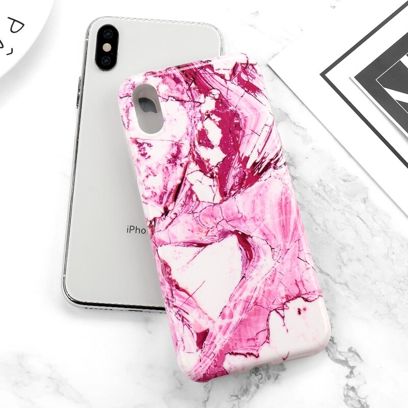 Pierre de marbre pour IPhone 11 Pro Xr X XS Max Xr 7 8 Plus SE2020 Luxe Encre Peinture Silicone Souple Antichoc Couverture Mince