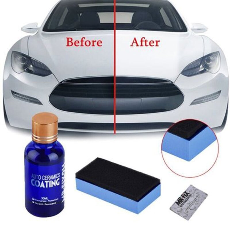 Revestimento de cerâmica líquido para carro, 9h, revestimento de vidro hidrofóbico, cuidados com a pintura de carro, anti-arranhões, revestimento de vidro, polimento de carro