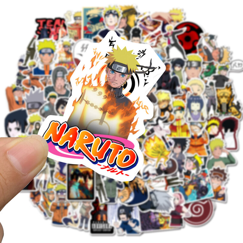 Pegatinas de dibujos animados de Naruto para niños, pegatinas impermeables de Anime japonés para equipaje, monopatín, guitarra, portátil, Stikers, juguetes para niños, 50/100 piezas