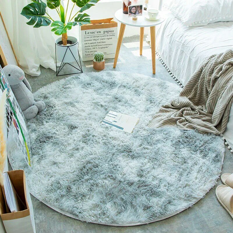 Karpet Karpet Bulat Berbulu Ciuman Gelembung untuk Ruang Tamu Dekorasi Rumah Kamar Tidur Kamar Anak Karpet Lantai Dekorasi Salon Karpet Tumpukan Tebal