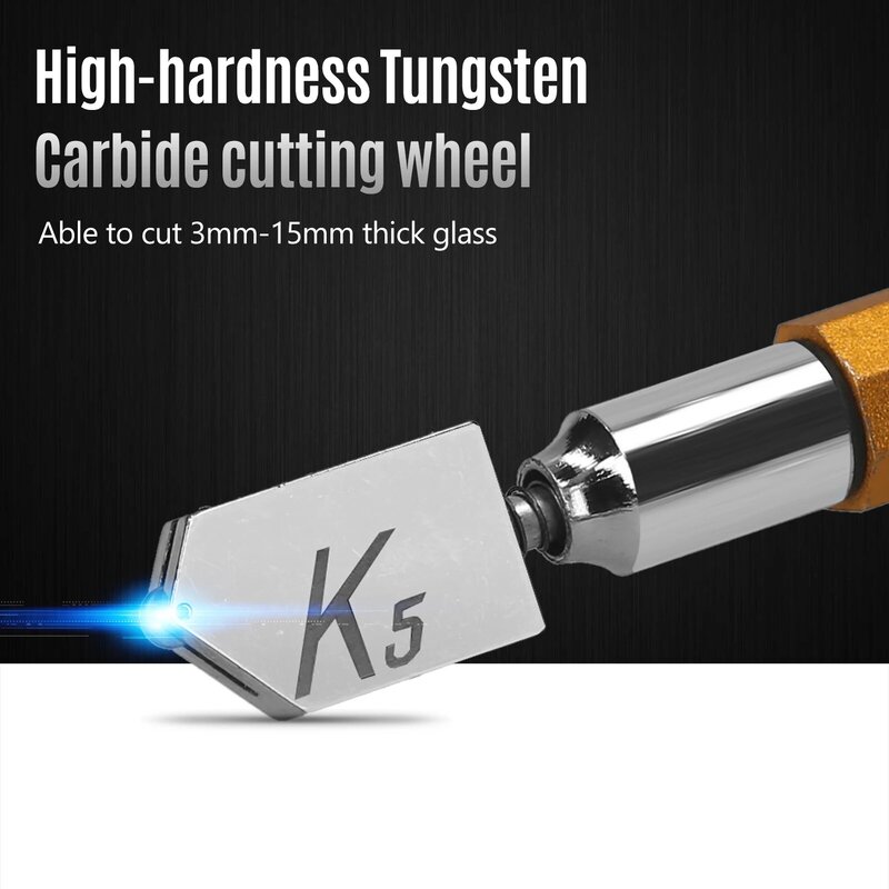 Kkmoon cortador de vidro industrial liga de carboneto de tungstênio ferramenta de corte de vidro da roda estilo caneta cortador de vidro com escala 3-15mm