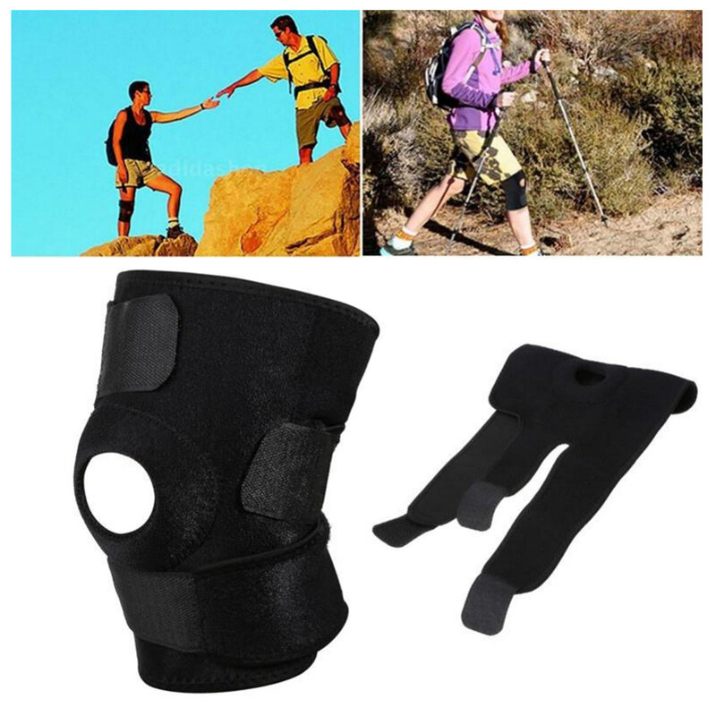 Knee Brace Support Sleeve Adjustable Open Patella Stabilizer Protector Nylon Wrap for Arthritis Meniscus Tear  Running  Sports