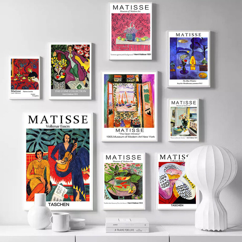 Pintura en lienzo de Arte Abstracto nórdico, póster de color Matisse, pintura de pared para oficina, sala de estar, pasillo, decoración del hogar, mural