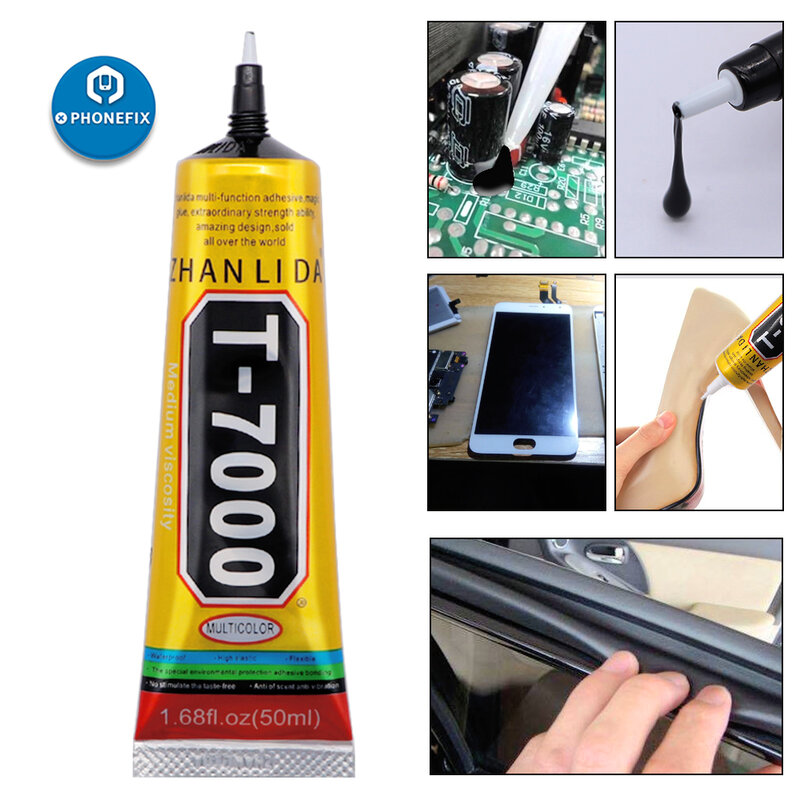 T-7000 adhesiva de resina epoxi T7000, pegamento líquido negro, sellador de superpegamento, marco de pantalla táctil, bricolaje, 15ml