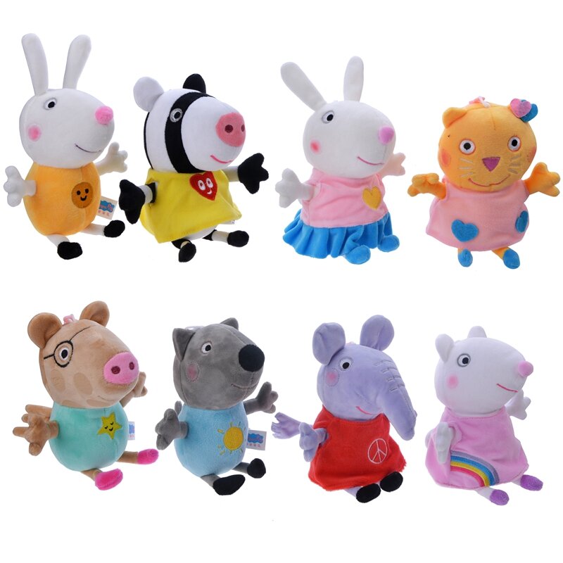 Tout nouveau 19 cm Peppa cochon jouets George Pig ami de la famille en peluche poupées jouer maison jouets pour les cadeaux d'anniversaire des enfants