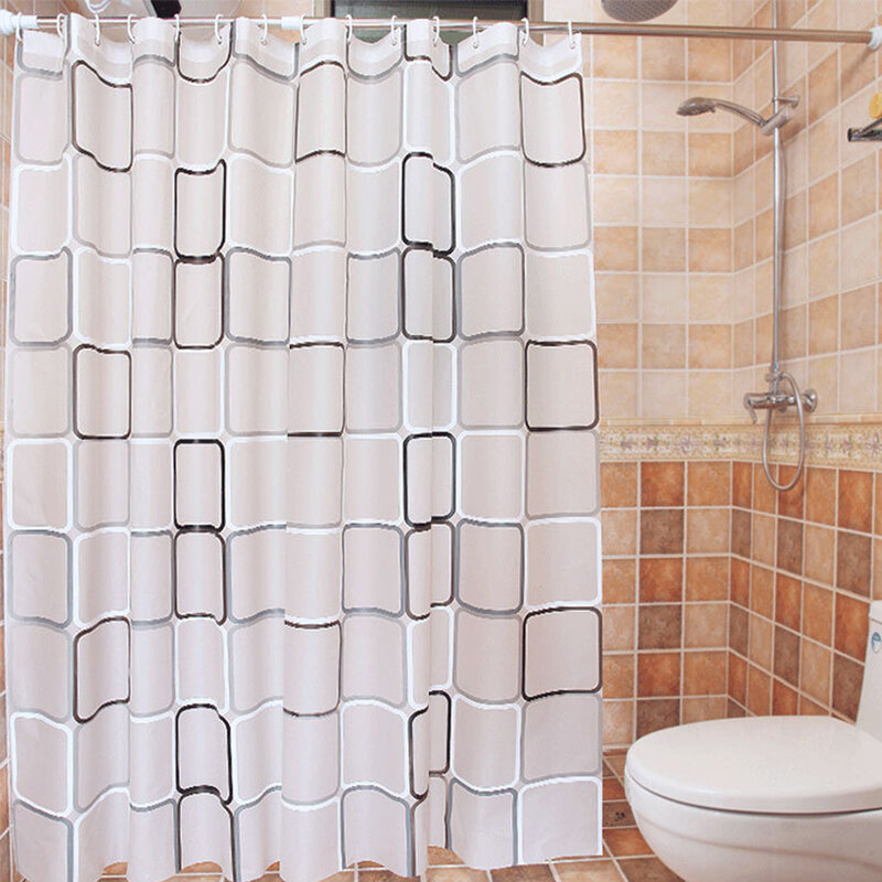Cortina de chuveiro moderna à prova de mofo, cortina com gancho de mofo usada para casa à prova d'água em eva para chuveiro de banheiro