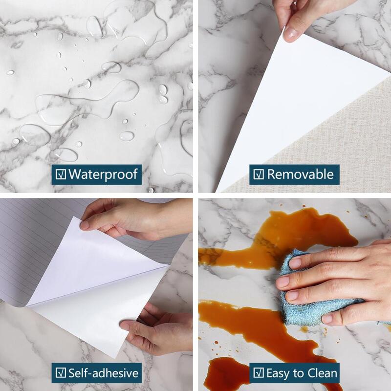 Self-adhesive Wallpaper Sticker Roll Desktop Waterproof Marble Wallpaper Vinyl For Living Room Bathroom Kitchen Walls Home Decor