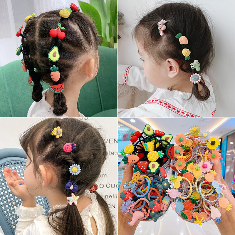Bandas elásticas para el pelo para niña y niño De goma de nailon con dibujos de fruta fresca 10 Uds 
