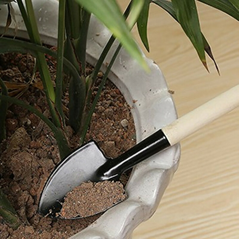3 Pcs/set Mini Spade Shovel Harrow Flowerpot Tools Potted Plants Maintenance Wooden Handle Plant Soil Shovels Gardening Tools