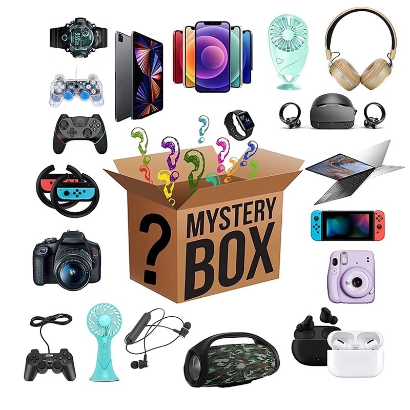 Lucky mystère Box 100% Surprise la plus populaire, cadeau de haute qualité, manettes électroniques, appareils photo numériques, nouveauté, cadeau de noël