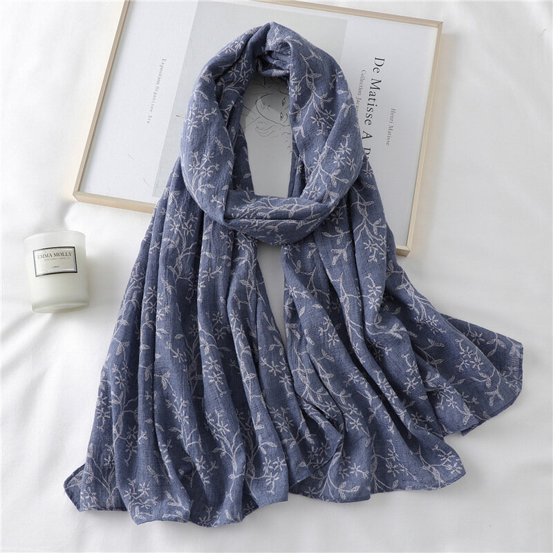 Bufanda de diseño de moda 2022 algodón para mujer, estampado Hijab, chal cálido y suave, Foulard para mujer, Bandana larga de 180x75cm