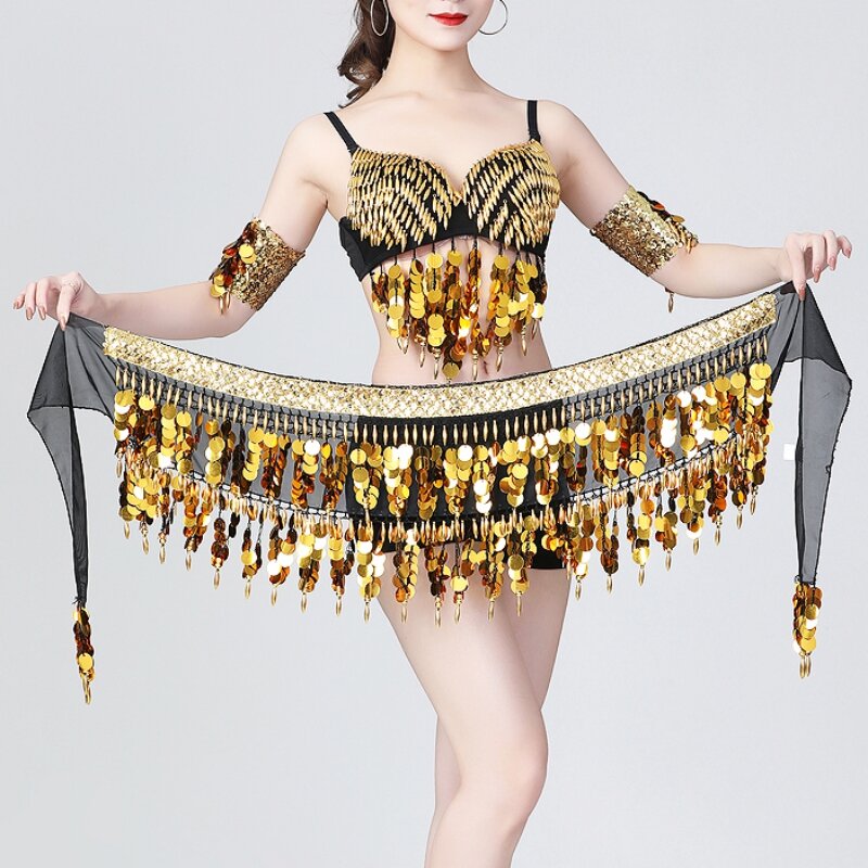 Женский пояс для танца живота, цветной набедренный платок с цепочкой на талию и кисточками, костюм для выступлений