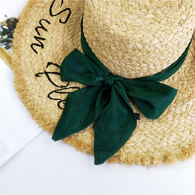 여자를위한 패션 작은 긴 실크 스카프 순수한 봄 가을 여름 한국 조커 손목 가방 리본 벨트 머리띠 머리 목 스카프