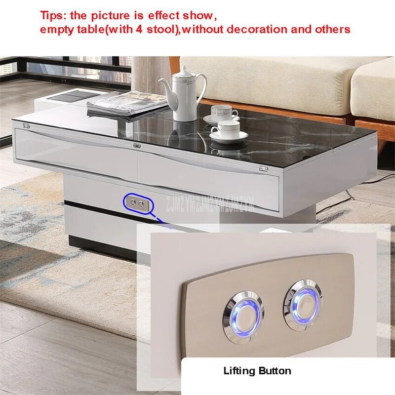 3in1 Multifunctional Living Room Lifting Liftable Combination Table Set Can Be Using As Dining/Computer/Tea Table With 4x Stool