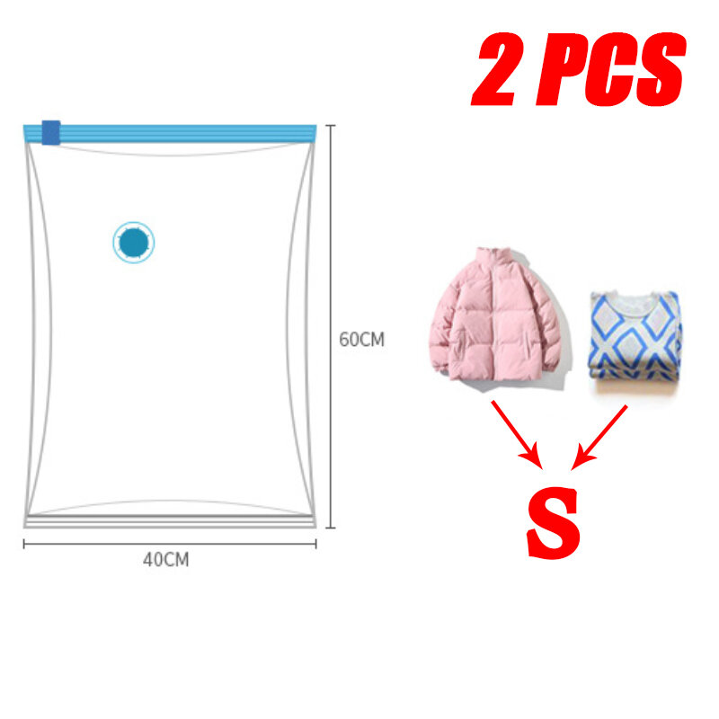 2 peças sacos de armazenamento a vácuo co2 colchas roupas compressão com viagens para almofadas mais espaço saver triplo selo zíper