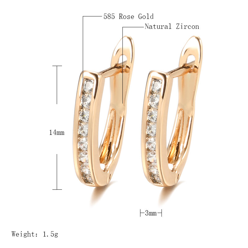SYOUJYO Fashion Luxury Natural Zircon Clip Earrings for Women Romantic 585 Rose Gold Modern Bride Wedding Earrings Fine Jewelry