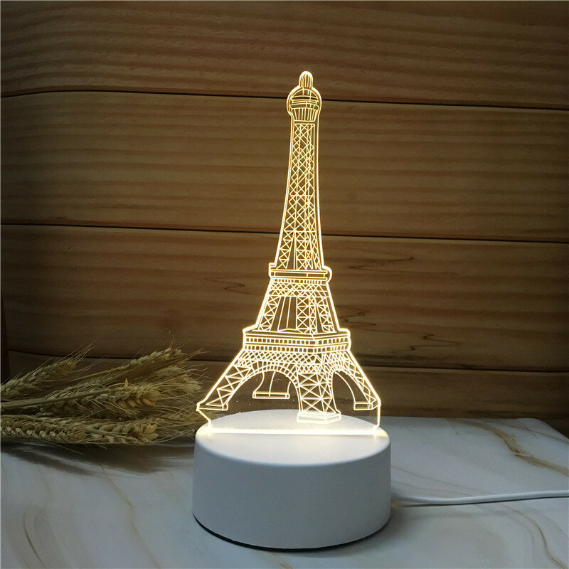 3D 밤 빛 로맨틱 아크릴 Led 램프 홈 어린이 밤 램프 어린이 침대 옆 테이블 램프 생일 파티 축제 선물