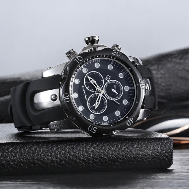 Shifenmei marca de luxo dos homens relógios esporte militar relógio de pulso pulseira silicone data relógio de quartzo masculino relogio masculino 1073