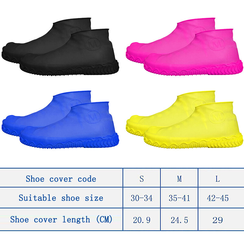 Cubierta de silicona reutilizable para zapatos, cubierta para zapatos contra la lluvia, al aire libre, Camping, antideslizante, de goma, impermeable, S / M/L, 1 par