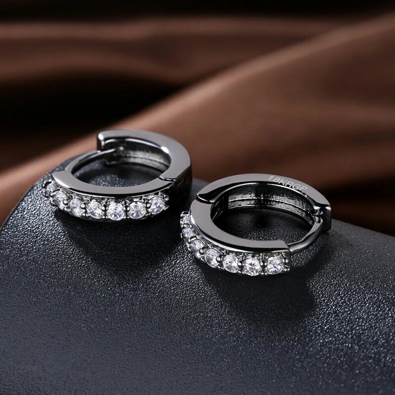 Hoop Earrings For Women Multicolour Cubic Zirconia Vintage Punk  Black Earring Round Small Circle Trend New Fashion Jewelry Gift