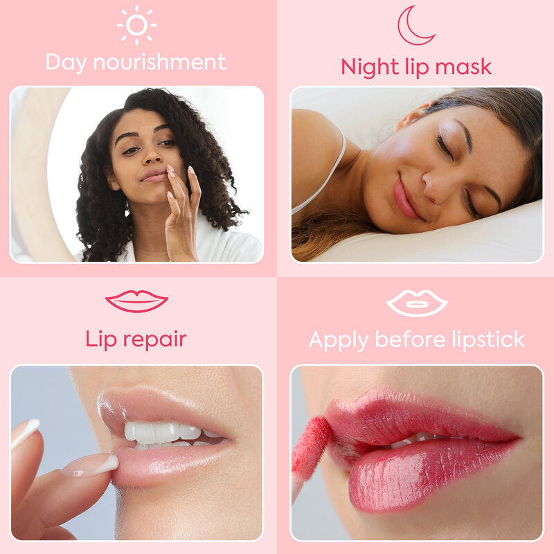 Lip Balm Long -lasting Moisturizing Gel Deeply Repair Lip Mask Double-Effect Lip Care to Nourishing and Exfoliating Lip Scrub