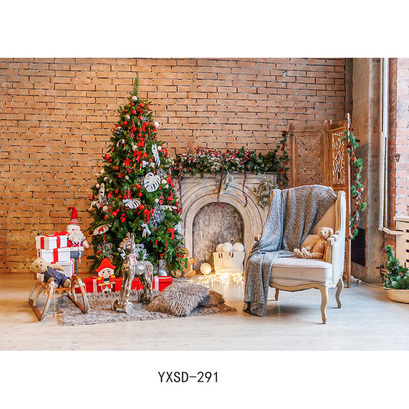 SHUOZHIKE عيد الميلاد موضوع داخلي التصوير خلفية شجرة عيد الميلاد الموقد الأطفال للصور الخلفيات 21712 YXSD-10