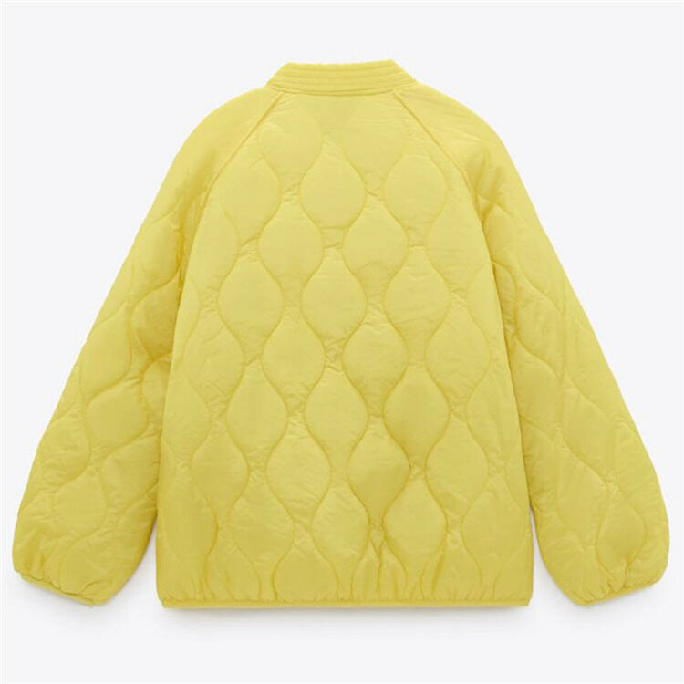 2021 novo estilo venda quente feminino com decote em v de manga comprida bolso amarelo acolchoado suéter, inverno casaco de cardigan quente, acolchoado