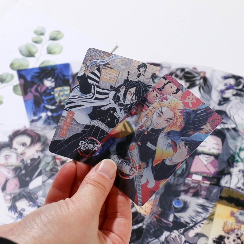 16 unids/set de tarjetas de fotos de PVC de Demon Slayer, colección de tarjetas transparentes, regalo