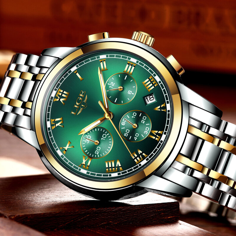 Relojes hombre 2022 lige novos relógios homens marca de luxo cronógrafo masculino esporte relógios à prova dwaterproof água aço inoxidável relógio de quartzo