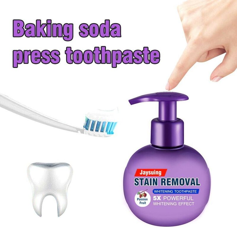 220g creme dental branqueamento dentes remoção mancha clareamento bicarbonato de sódio pasta de dentes paixão fruta mirtilo soda pasta de dentes