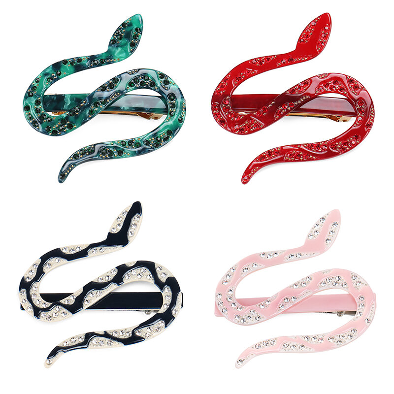 New Design Snake Shape Hair Clips High Quality Cellulose Acetate Snake Hair Barrette Vivid Thin Snake Hair Clip